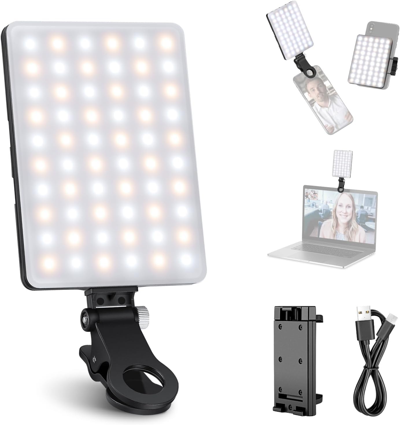 61OFnT7bnhL.jpg NEEWER NL-60AI Bi-Colour LED Selfie Light with Front Clip and Phone Holder - Image 1