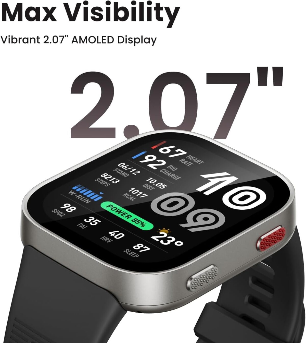 Amazfit Bip Max 50mm GPS Smartwatch, Silver - Image 2