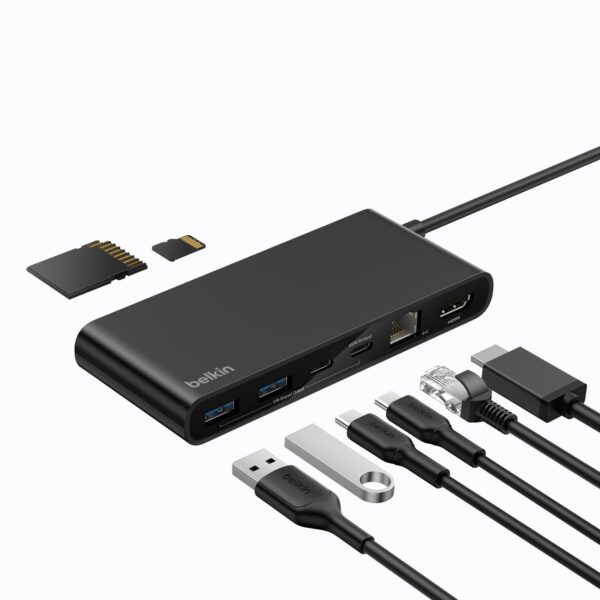 Belkin Connect 8-in-1 USB-C Hub with 4K HDMI, 2.5Gb Ethernet and 100W PD, Black
