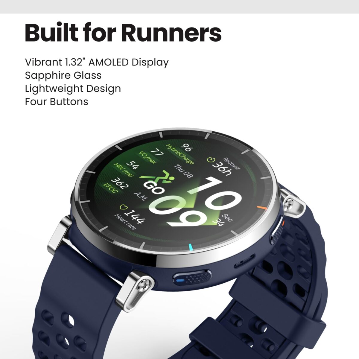 Amazfit Active 3 Premium GPS Smartwatch, Aero White with White Band - Image 2