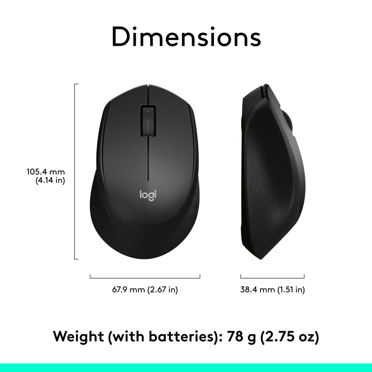 Logitech M330 Silent Plus Wireless Mouse with USB Receiver, Black - Image 3