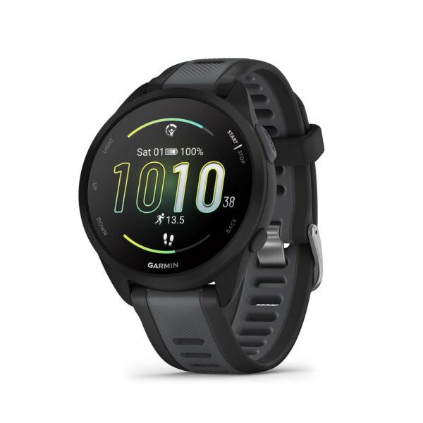 Garmin Forerunner 165 GPS Running Smartwatch, 43mm, Black/Slate Grey