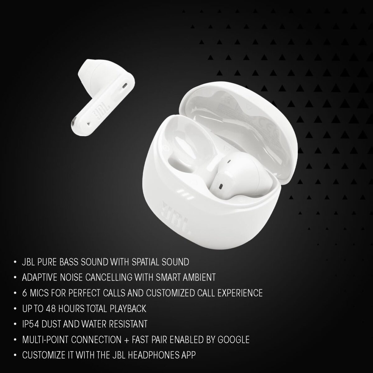 JBL Tune Flex 2 Noise Cancelling Wireless Earbuds, Black - Image 3