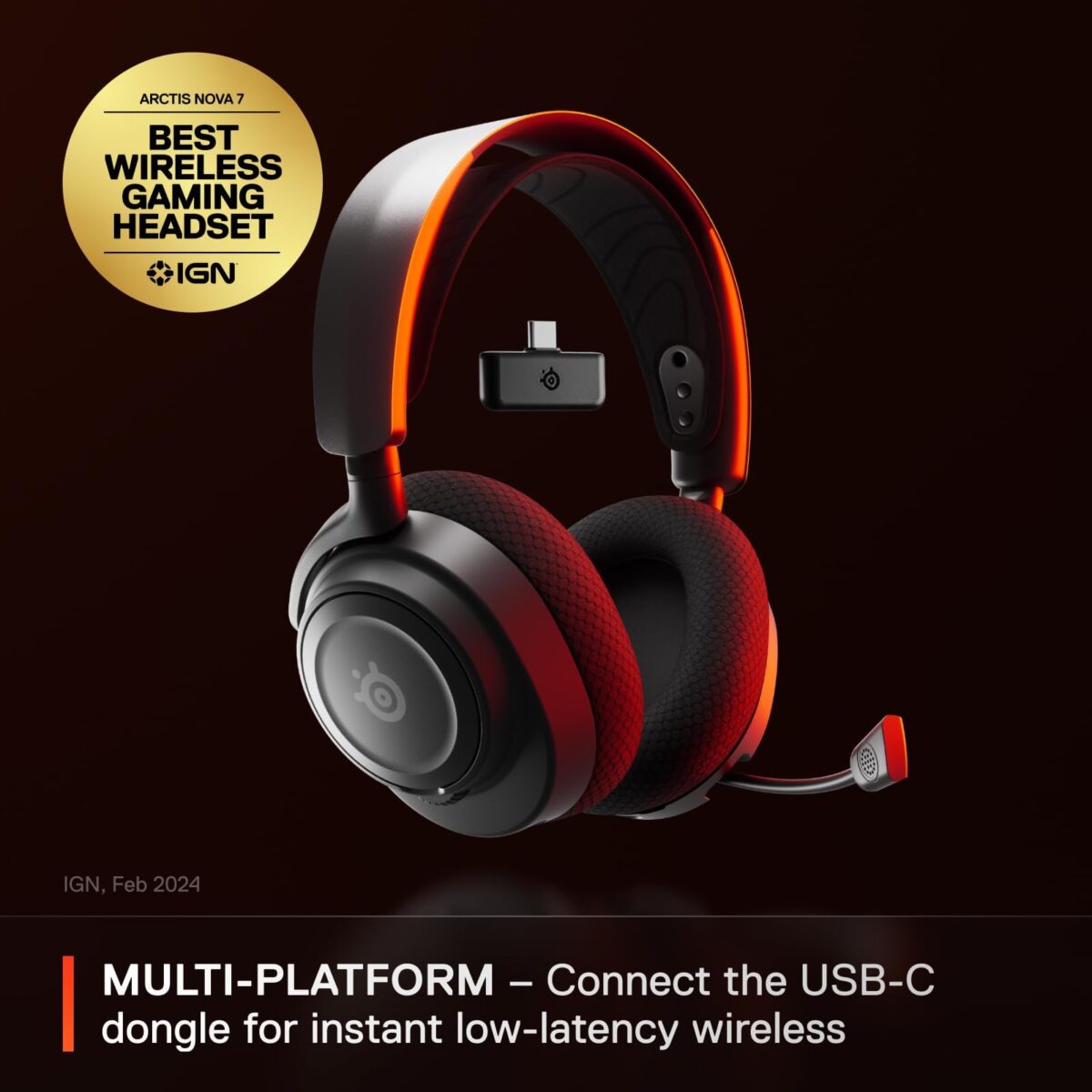 SteelSeries Arctis Nova 7 Wireless Multi-Platform Gaming Headset, Black - Image 2