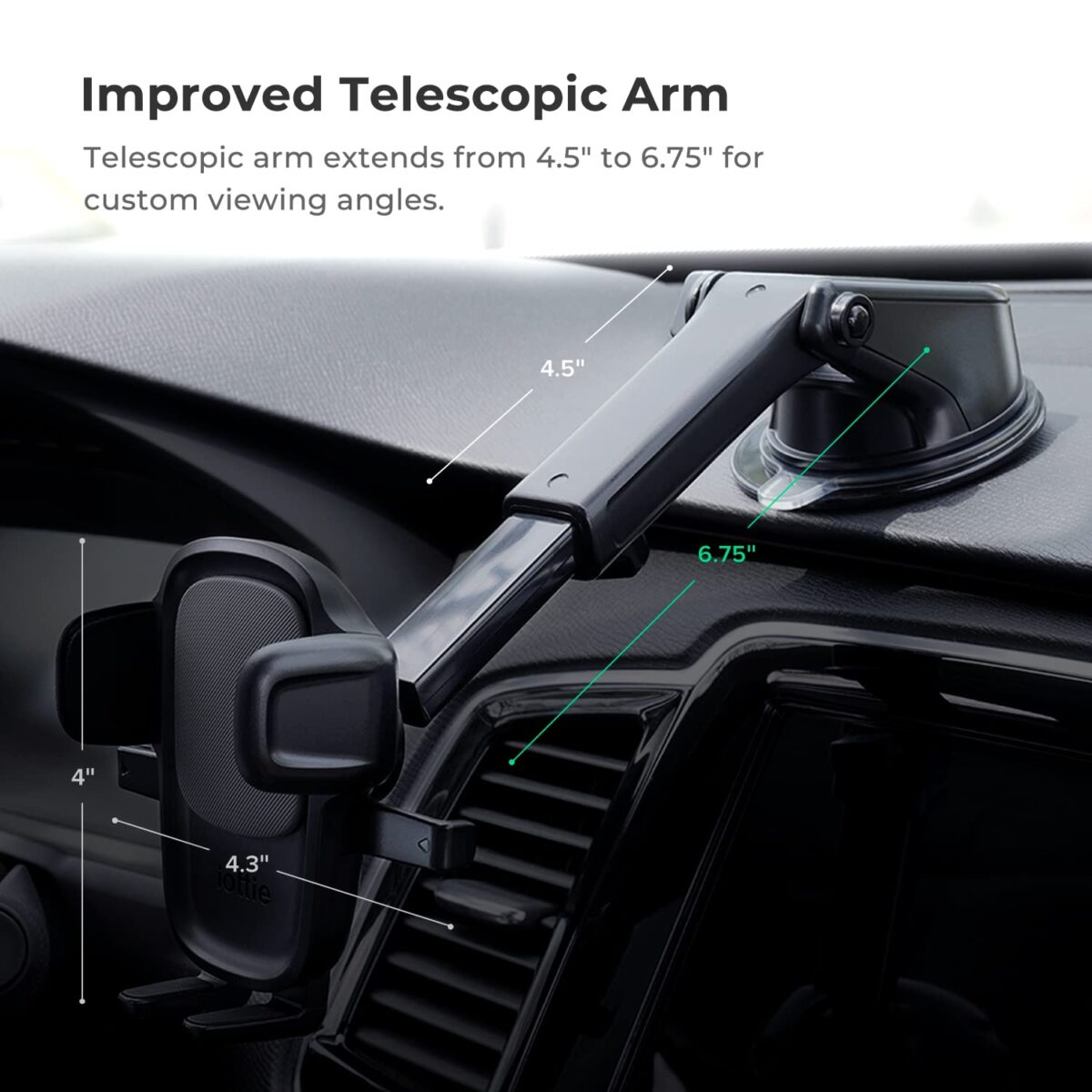 iOttie Easy One Touch 5 Dash & Windshield Car Phone Mount, Black - Image 3