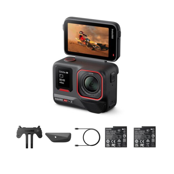 Insta360 Ace Pro 2 8K Action Camera, Dual Battery Bundle, Midnight Black