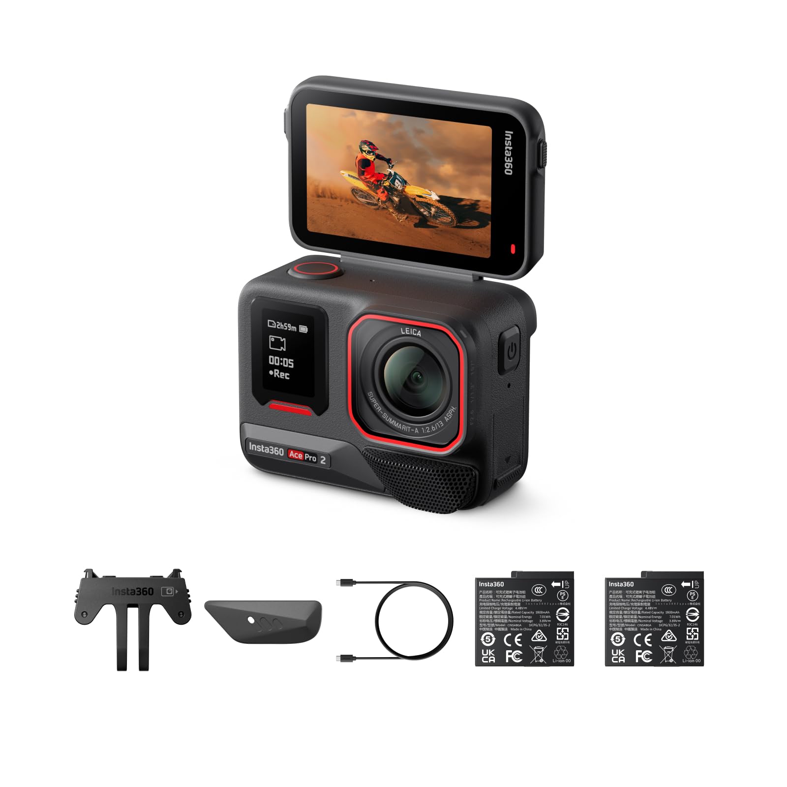 61v1GeFItkL.jpg Insta360 Ace Pro 2 8K Action Camera, Dual Battery Bundle, Midnight Black - Image 1