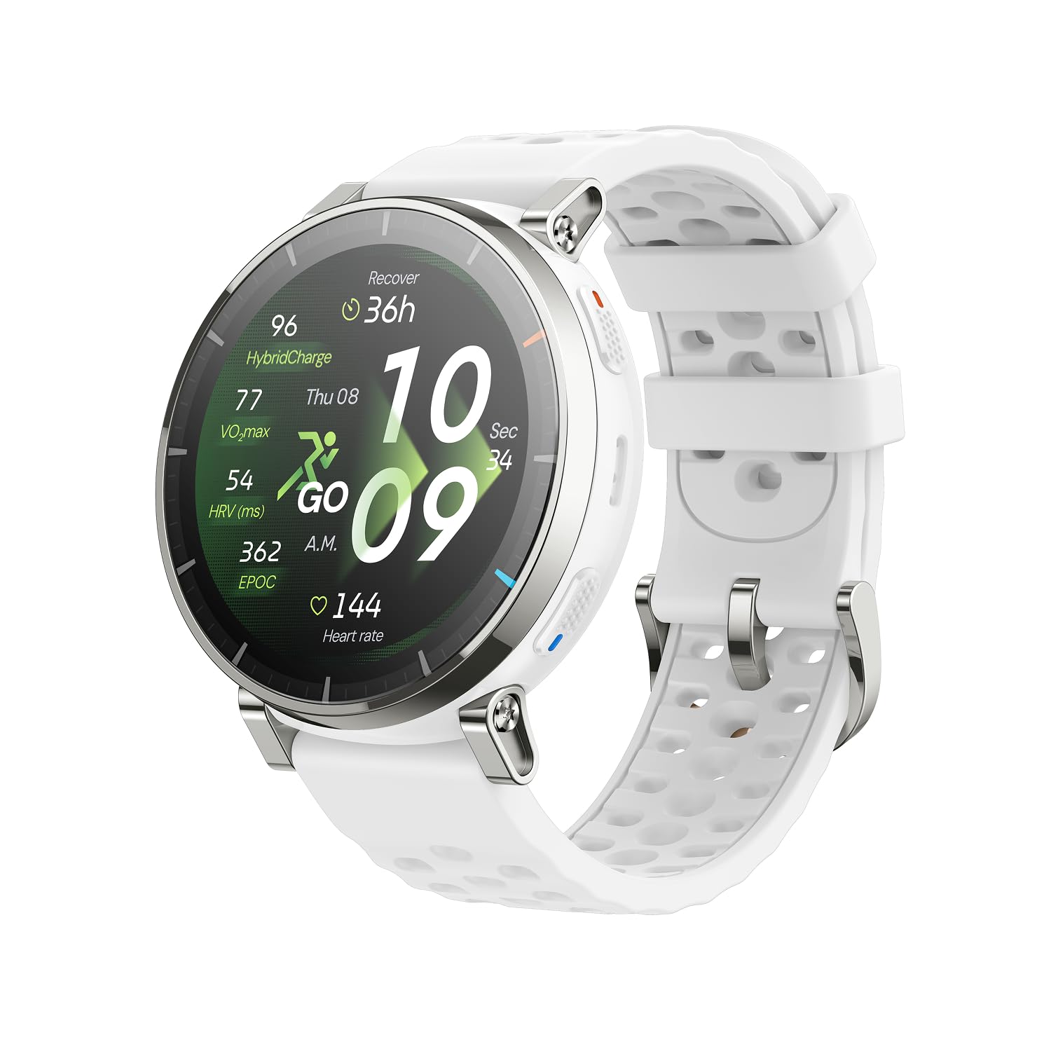 61xpxjNb18L.jpg Amazfit Active 3 Premium GPS Smartwatch, Aero White with White Band - Image 1