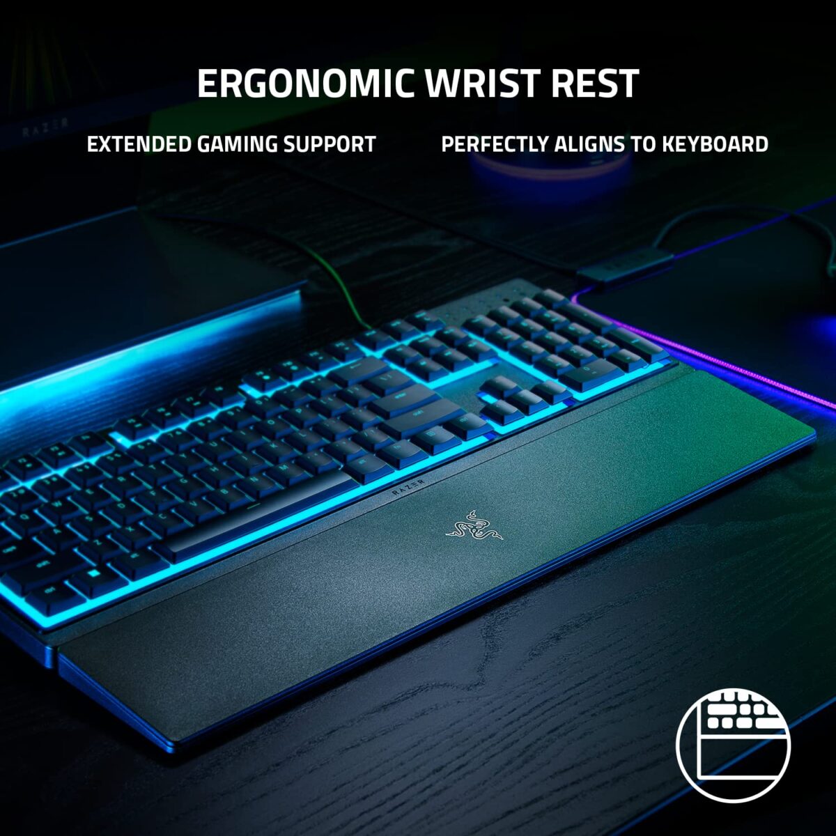 Razer Ornata V3 X Gaming Keyboard with Wrist Rest, US Layout, Classic Black - Image 4