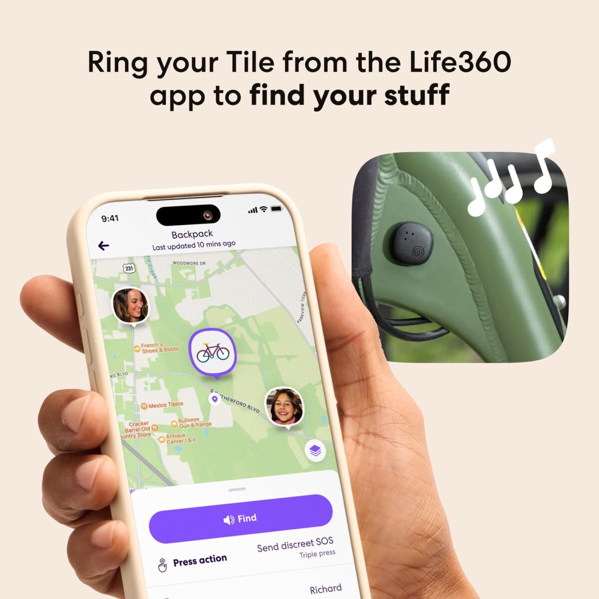Tile Sticker Small Adhesive Bluetooth Tracker, Black - Image 3