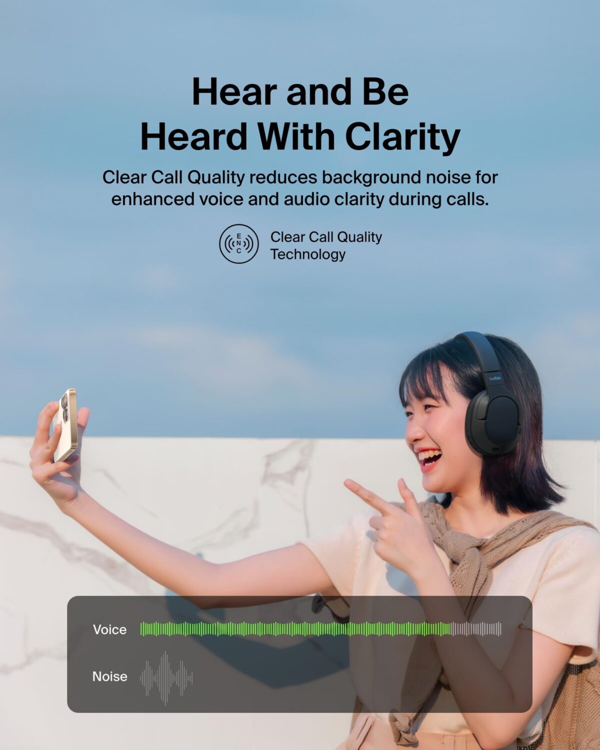 Belkin SoundForm Surround Wireless Over-Ear Headphones, Black - Image 3