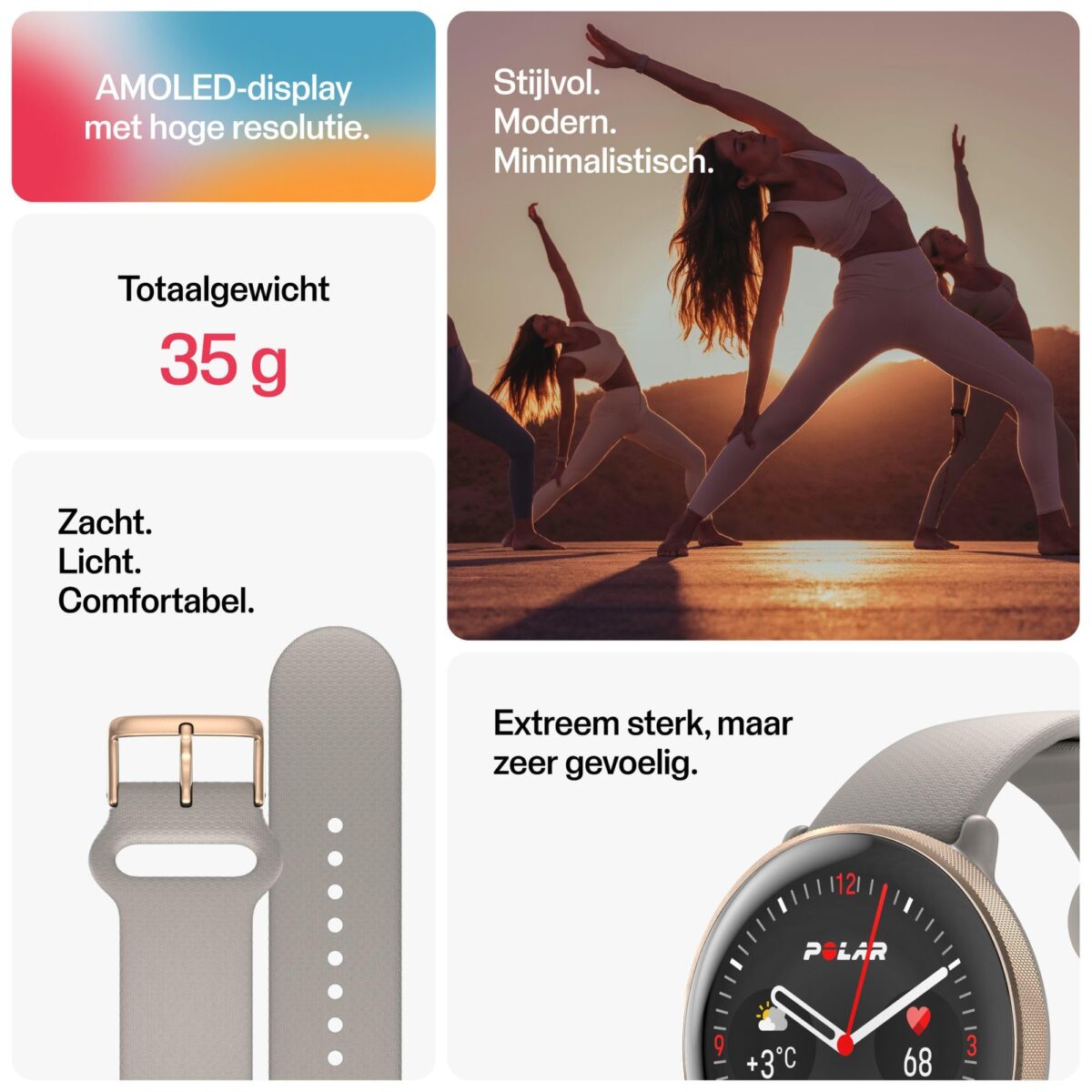 Polar Ignite 3 GPS Fitness Smartwatch, Greige Sand - Image 2