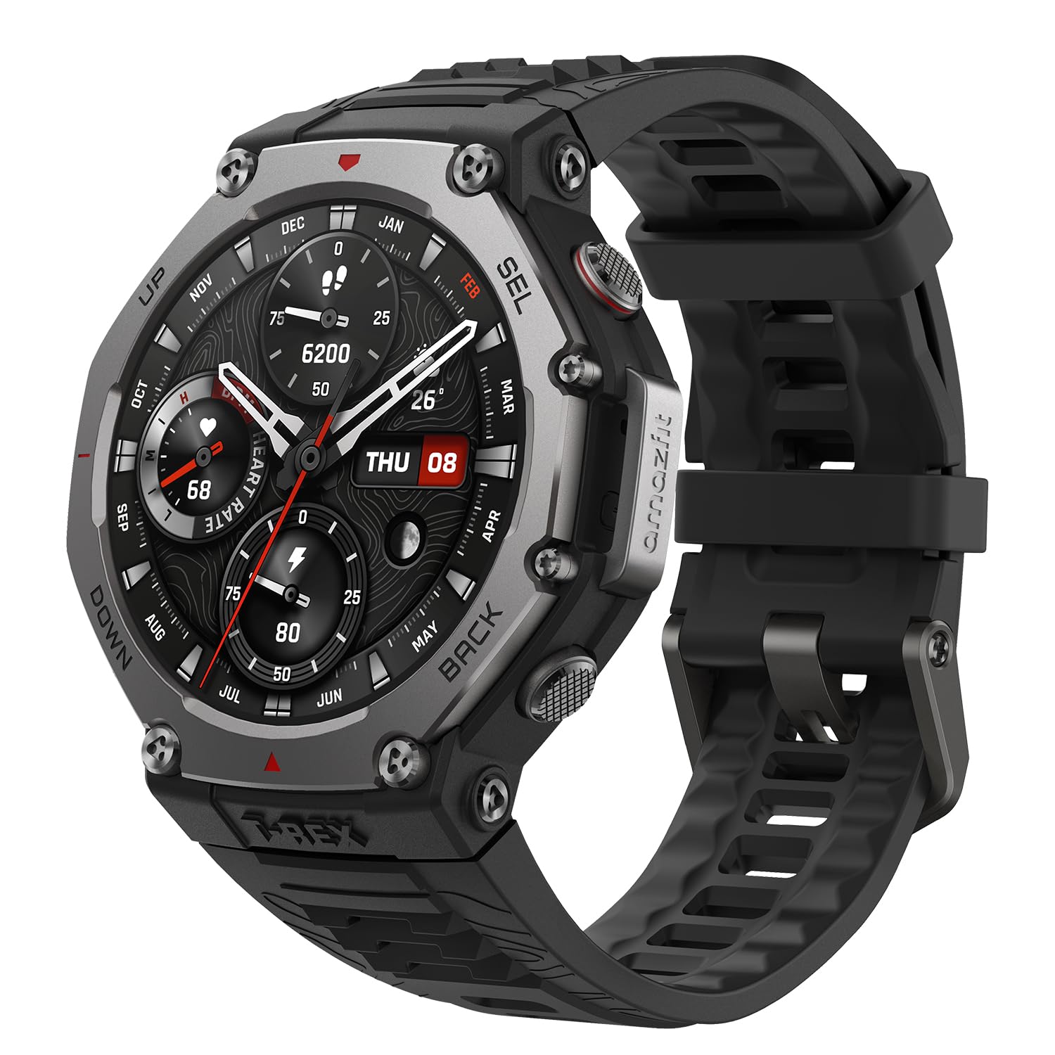 71GtgMbKvKL.jpg Amazfit T-Rex 3 48mm GPS Smartwatch, Onyx Black - Image 1