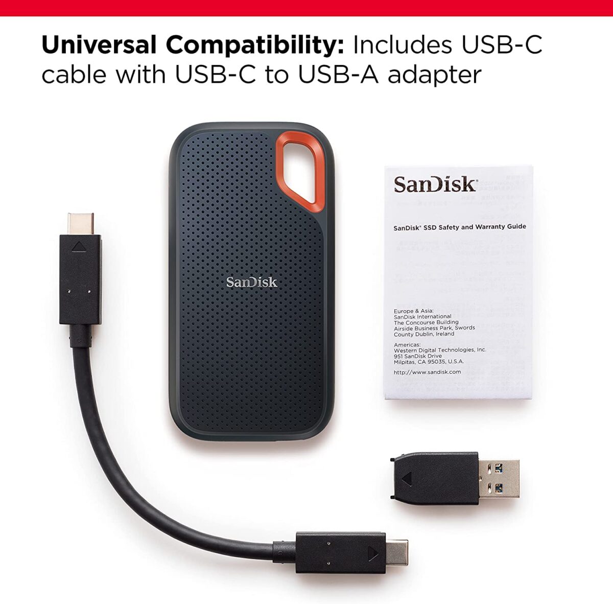 SanDisk Extreme 1TB USB-C Portable SSD SDSSDE61-1T00-G25, Black - Image 3