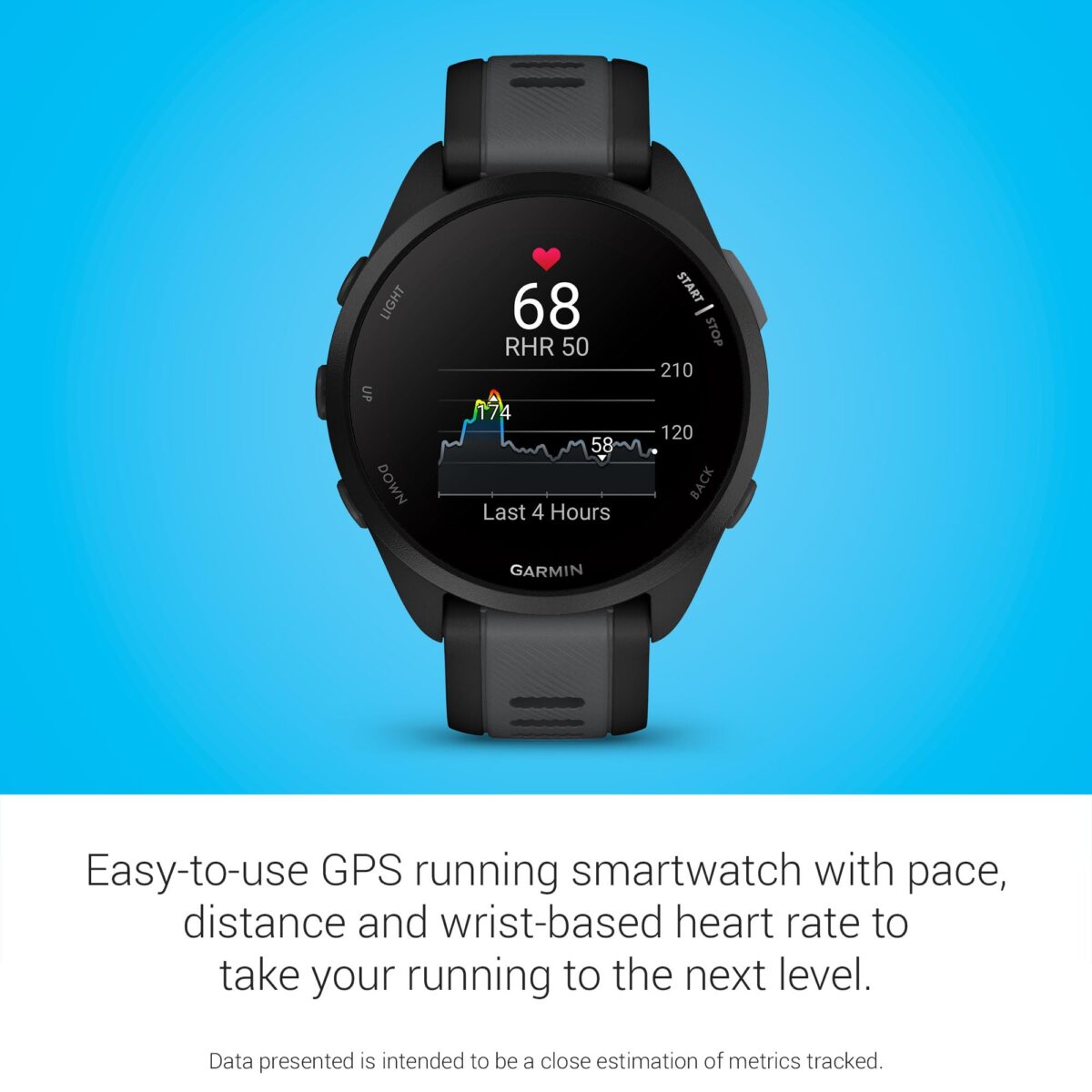 Garmin Forerunner 165 GPS Running Smartwatch, 43mm, Black/Slate Grey - Image 4