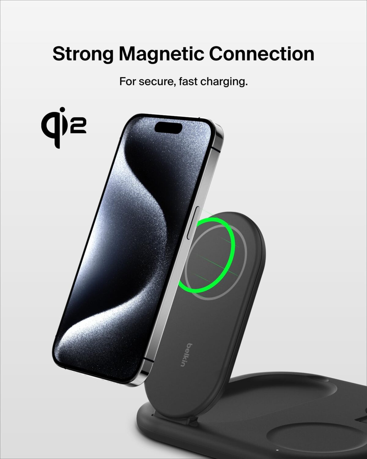 Belkin BoostCharge 3-in-1 Qi2 15W Foldable Wireless Charging Station, Black - Image 4