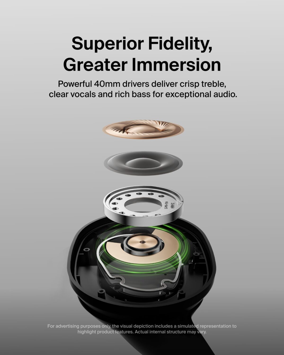 Belkin SoundForm Surround Wireless Over-Ear Headphones, Black - Image 4