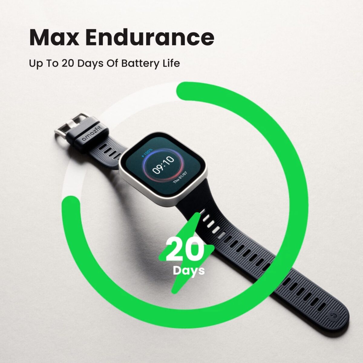 Amazfit Bip Max 50mm GPS Smartwatch, Silver - Image 3