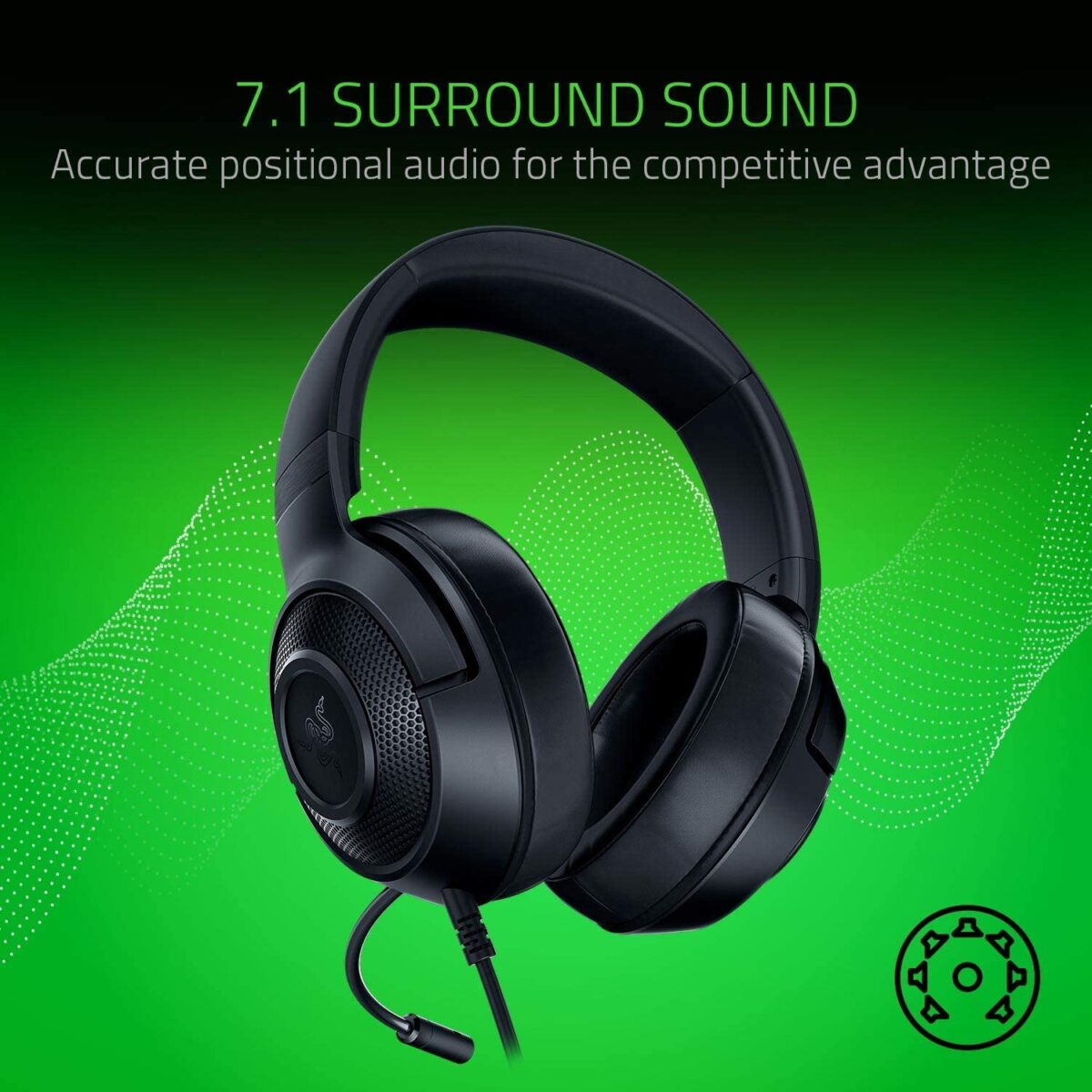 Razer Kraken X Lite Wired Gaming Headset, Black - Image 3