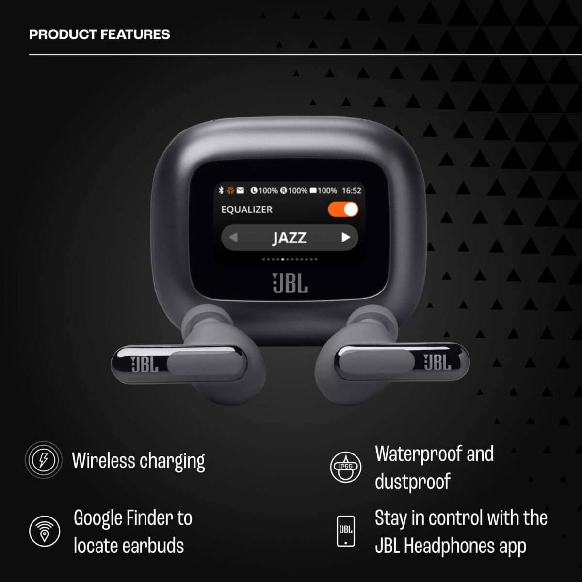 JBL Live Beam 3 Noise Cancelling Earbuds with Smart Charging Case, Black - Image 4