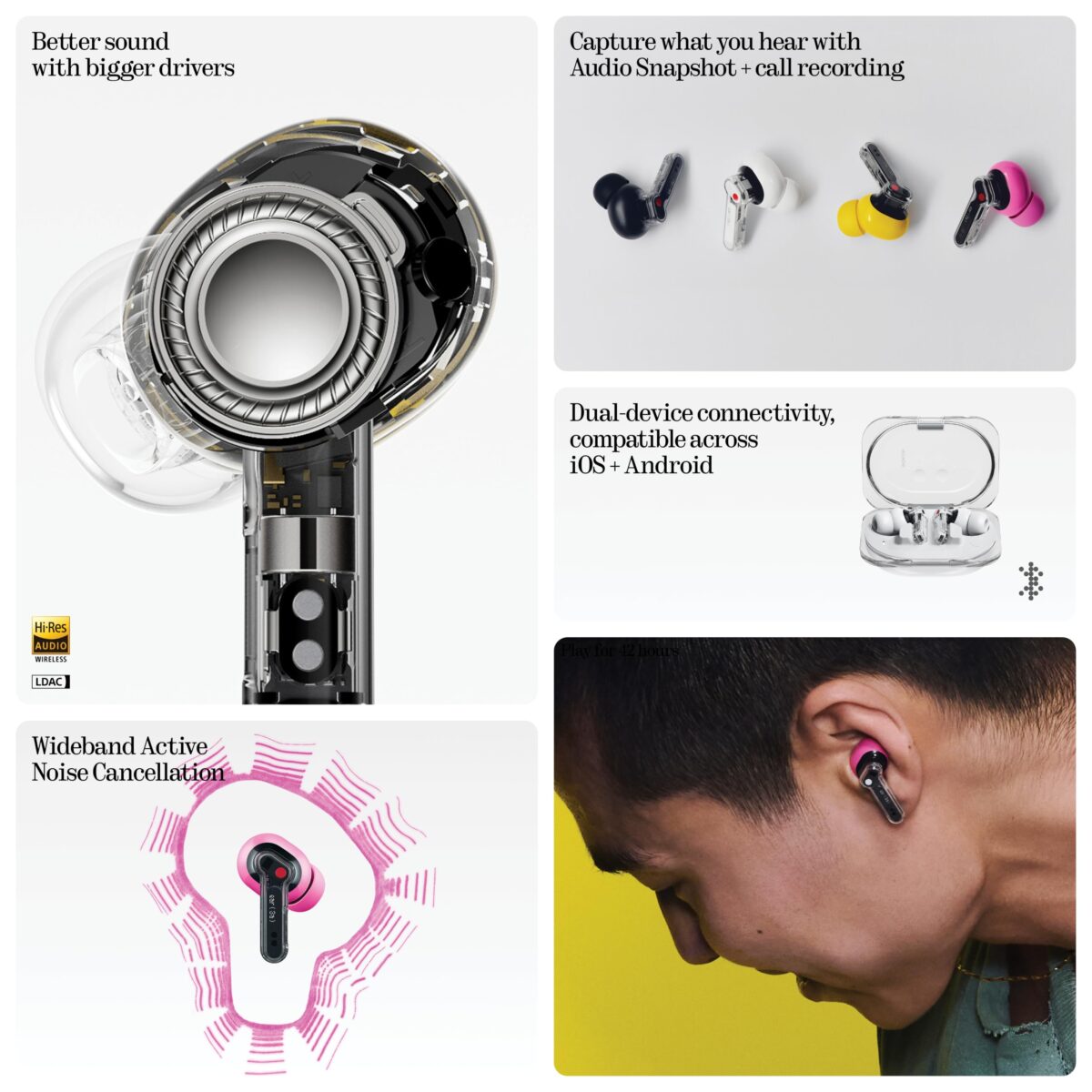 Nothing Ear 3a Wireless Earbuds, White - Image 3
