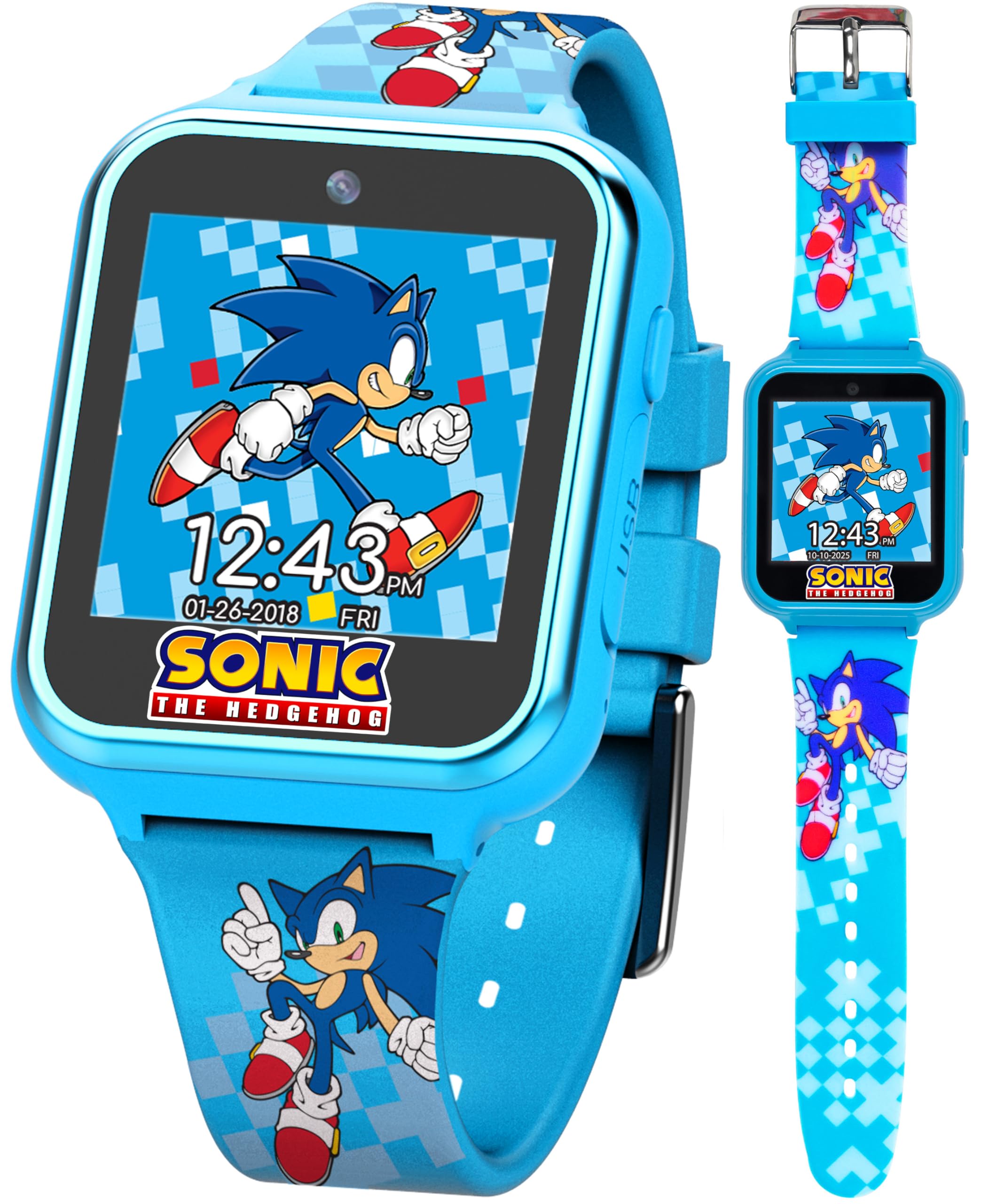 811-xvqLN5L.jpg Accutime Sonic the Hedgehog Kids Smartwatch with Camera, Blue - Image 1