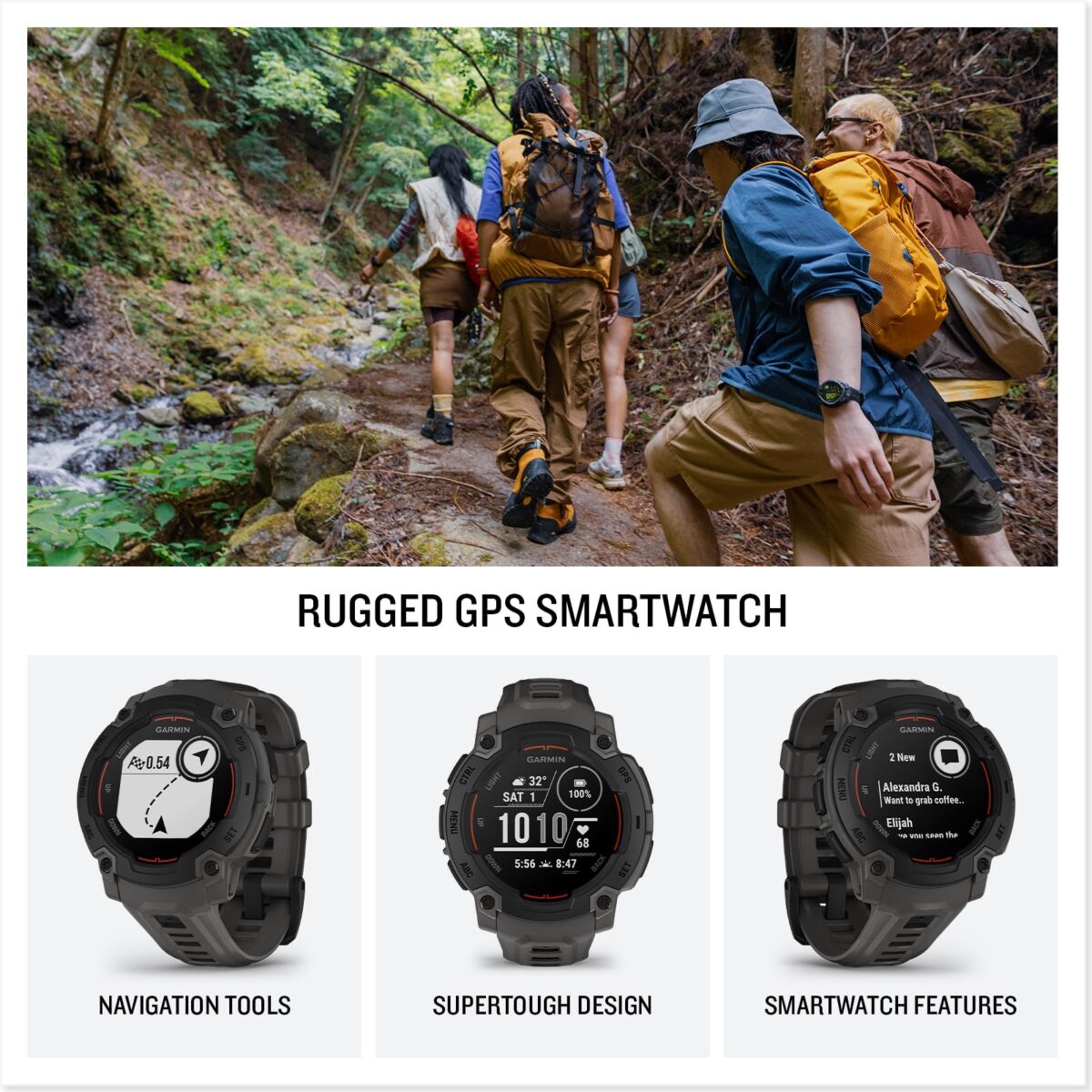Garmin Instinct E 45 mm Rugged GPS Smartwatch, Black/Charcoal - Image 2