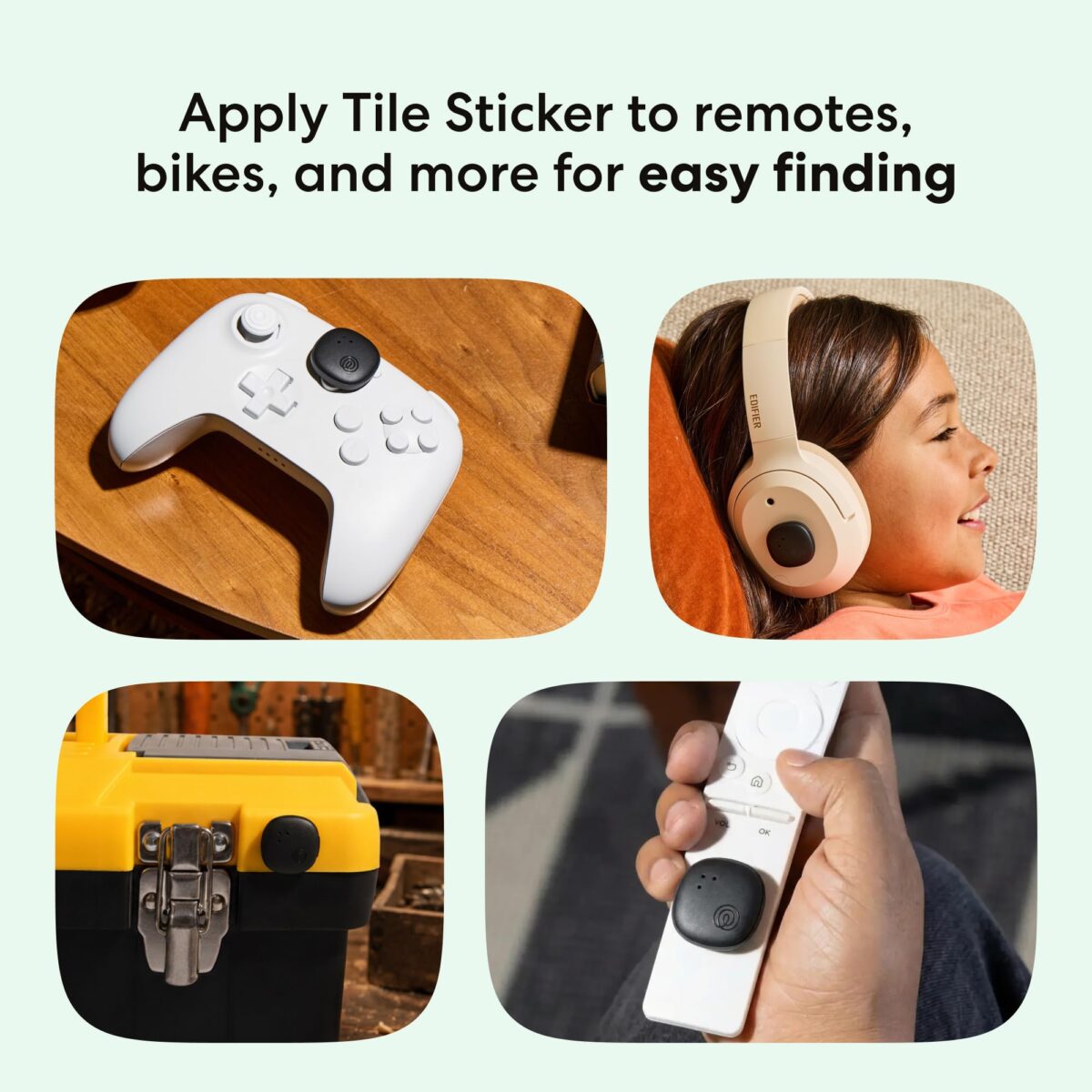 Tile Sticker Small Adhesive Bluetooth Tracker, Black - Image 2