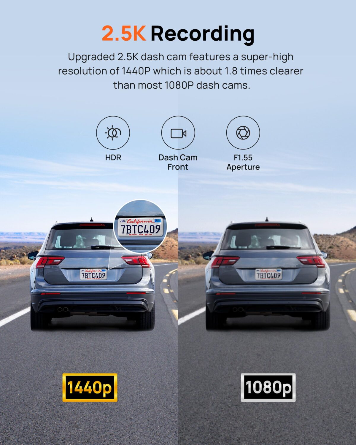 70mai Dash Cam Pro Plus+ A500S 2.7K with GPS and ADAS, Front Camera - Image 2