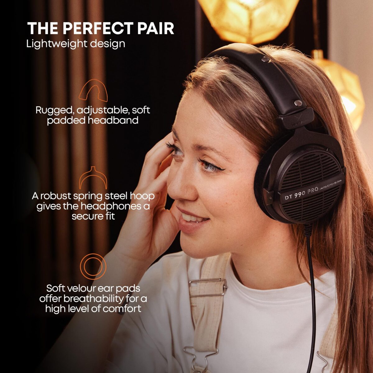 beyerdynamic DT 990 PRO 80 Ohm Studio Headphones, Black Limited Edition - Image 4