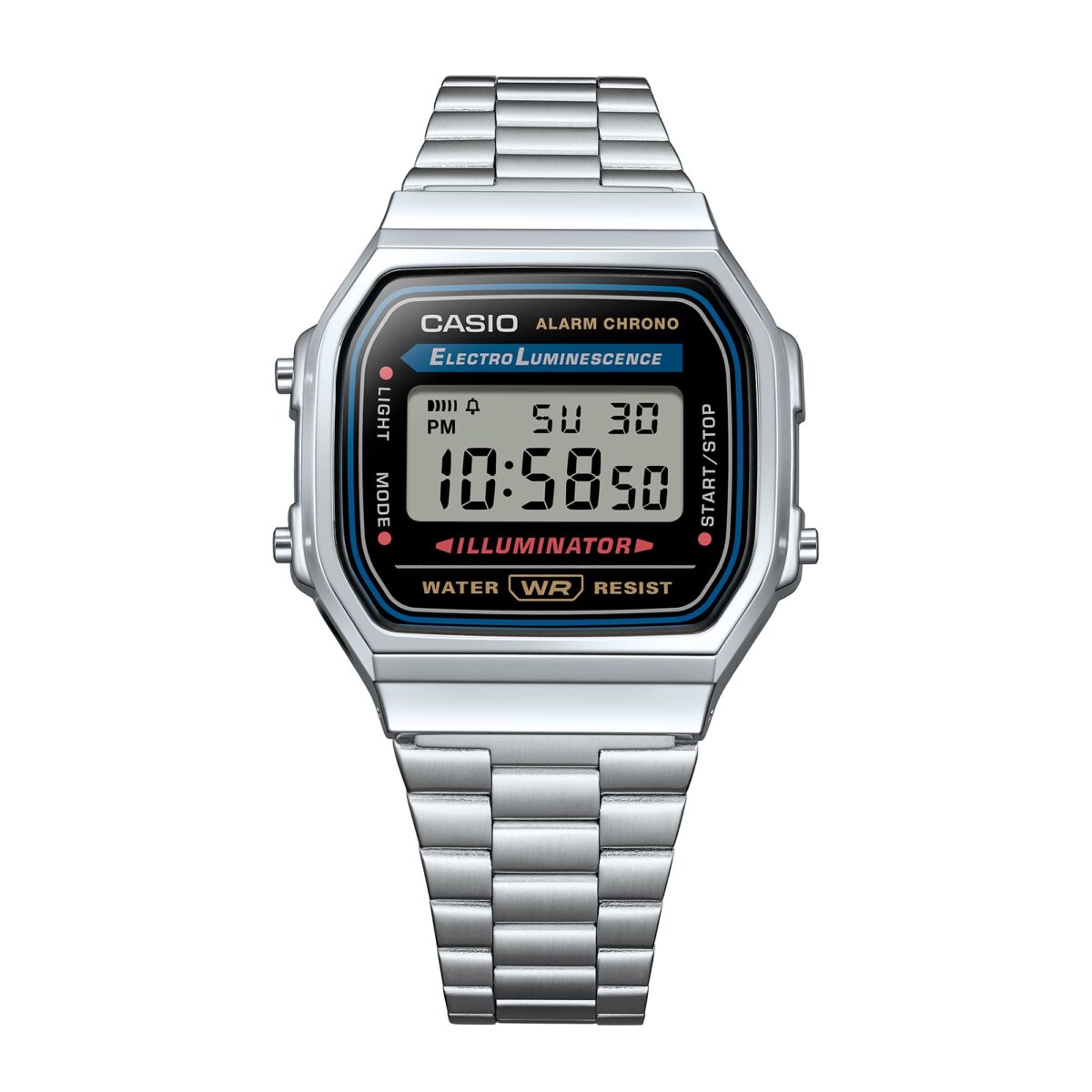 Casio Vintage A168WA-1 Digital Watch, Steel Bracelet - Image 2
