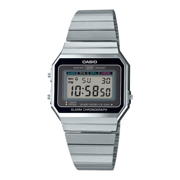 Casio A700W-1A Slim Digital Watch, Steel Bracelet