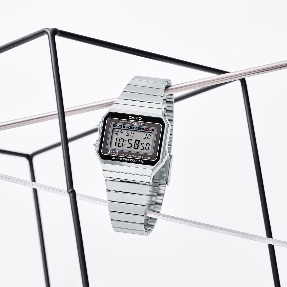 Casio A700W-1A Slim Digital Watch, Steel Bracelet - Image 2