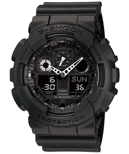 GA-100-1A1_Seq1.png Casio G-Shock GA-100-1A1 Men's Watch, All Black - Image 1