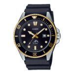 Casio Duro MDV-106G-1AV Men's Dive Watch, Black Dial, Gold-Tone Bezel